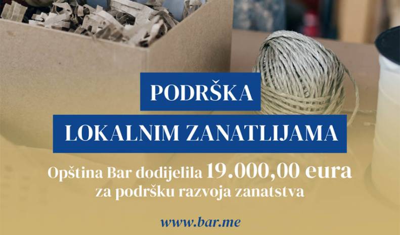Opština Bar barske zanatlije pomogla sa 19 hiljada eura